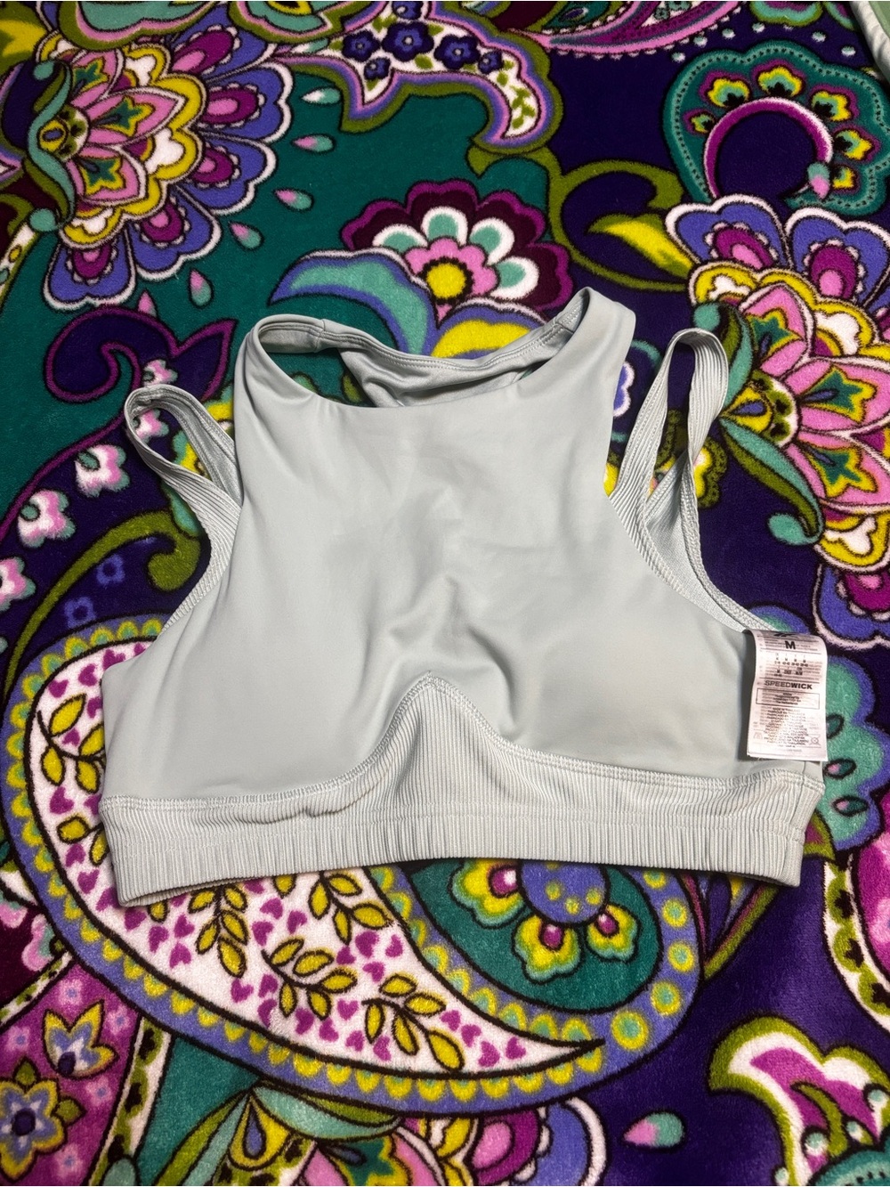 Reebok Light Green padded Sports Bra - High Neck Crop Size Medium